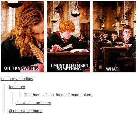 funny harry potter meme about taking a test